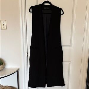 Zara Black Longline Sleeveless Open Vest